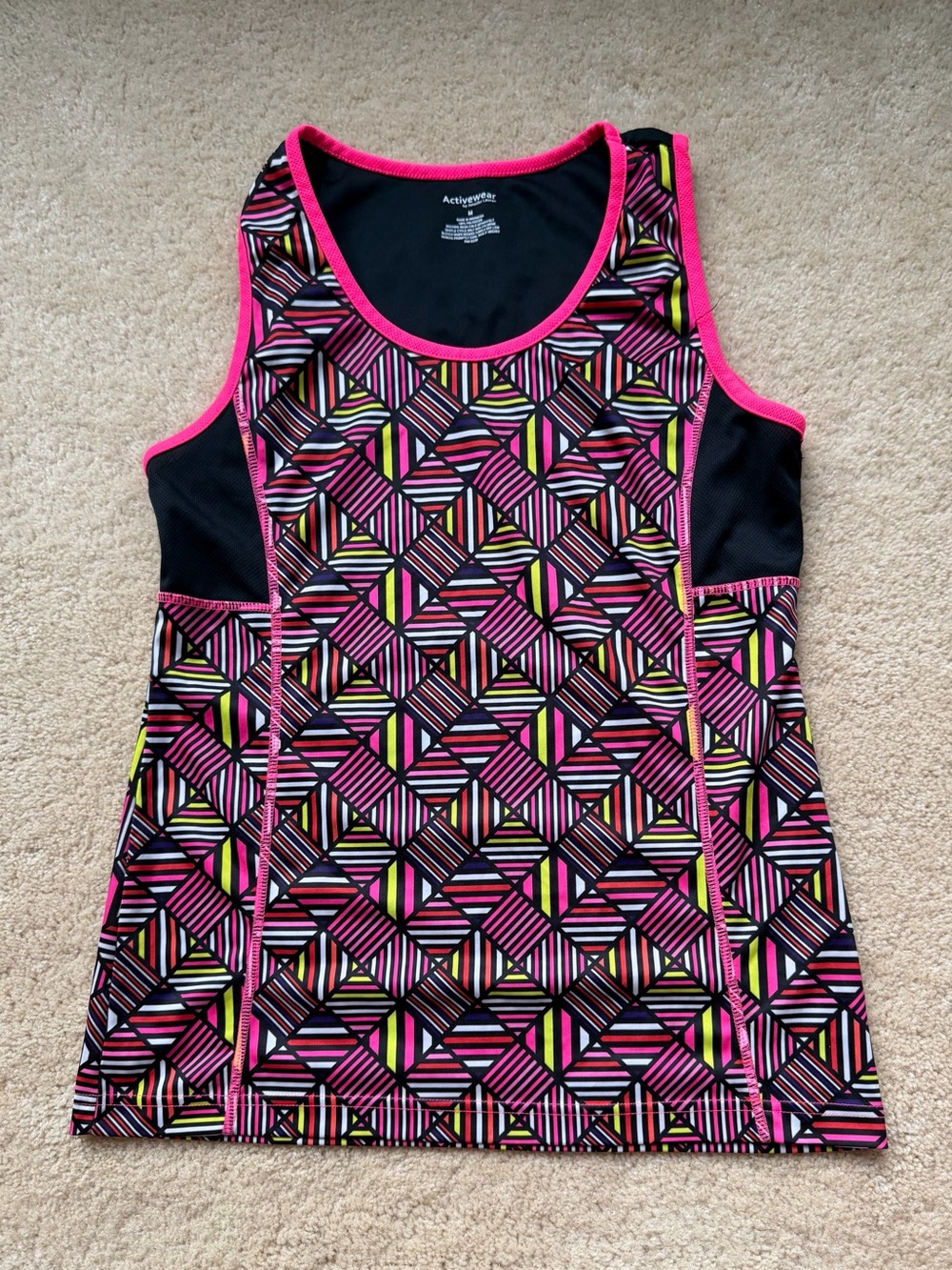 Jennifer Lauren Activewear Women’s Black & Pink Racerback Tank Top - M - EUC